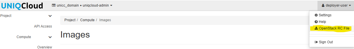 Download OpenStack RC File